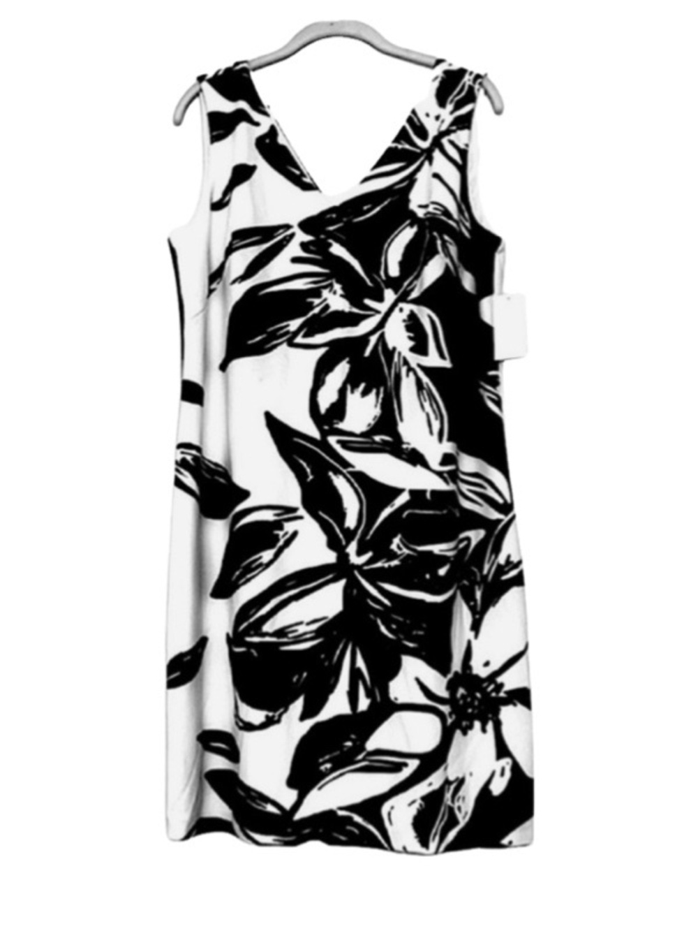 NEW Donna Ricco Sleeveless Dress Colorblock V-neck Floral Black White Size 14